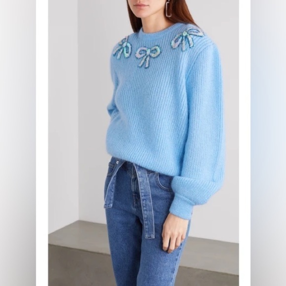 Alessandra Rich Sweaters - ALESSANDRA RICH Softest Mohair Wool Sweater w/ Sequin Ribbons Bows Size 42 VGUC
